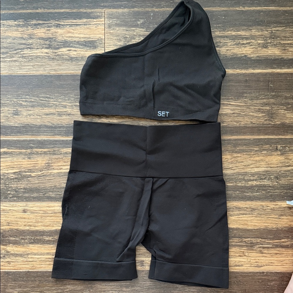 SET Active Dark Brown One-Shoulder Sports Set